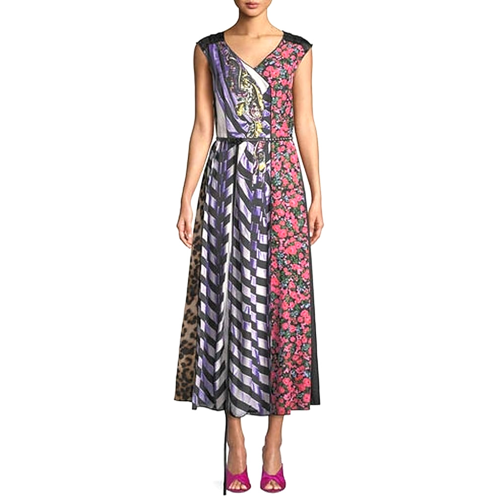 Vintage Marc Jacobs Runway Photographic Stripe Midi Dress 4 Y2K Floral‎ Leopard